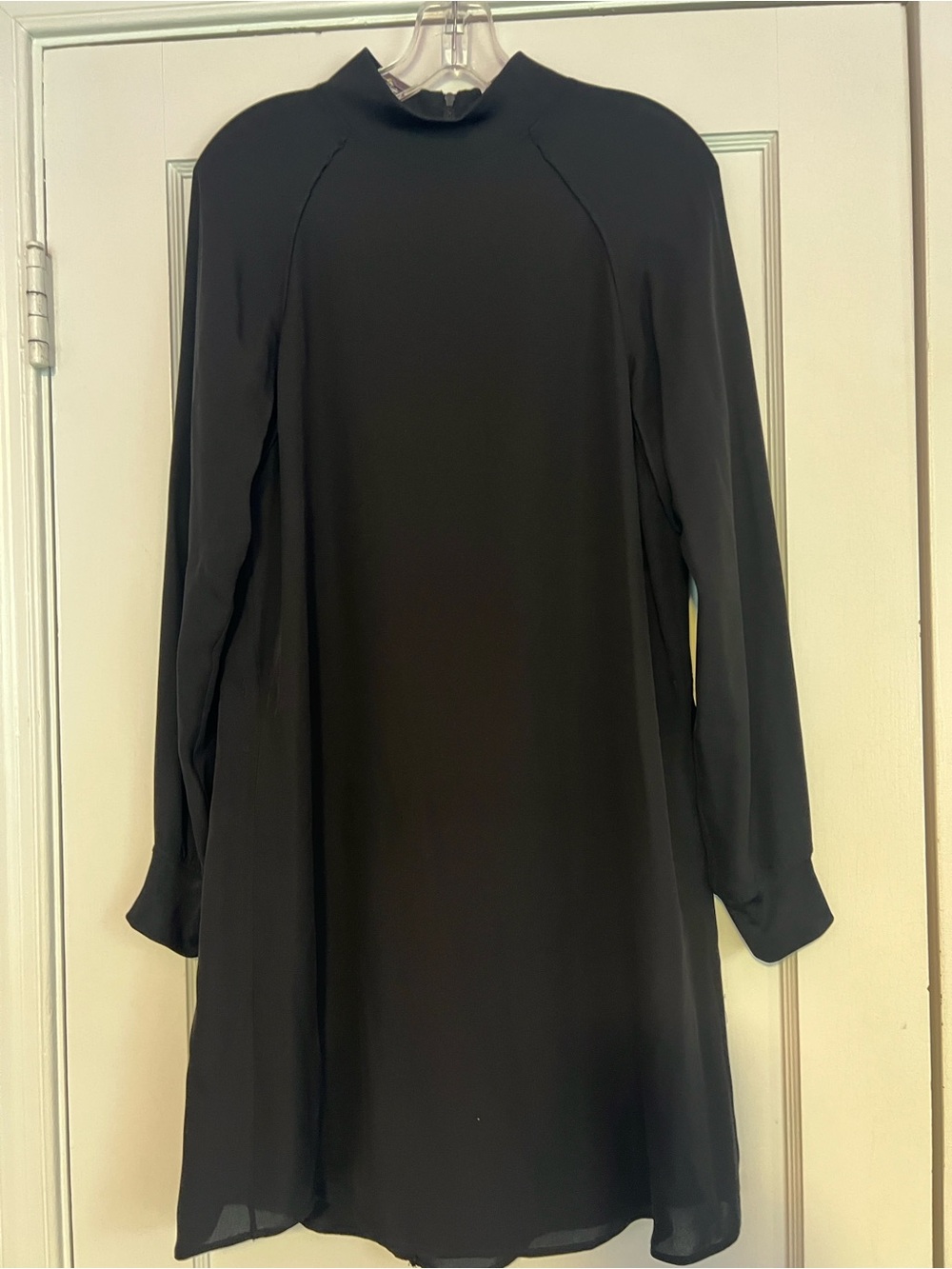 Theory Black Shift Dress with Mock Neck